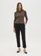 Brown Ribbed Jumper with Metallic Fibres_0