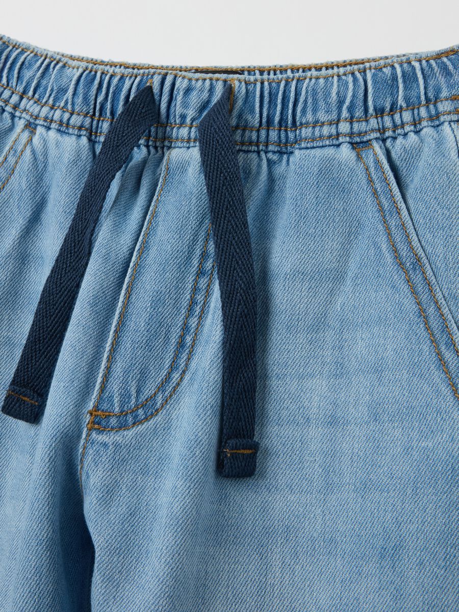 Parachute joggers in denim with drawstring_3