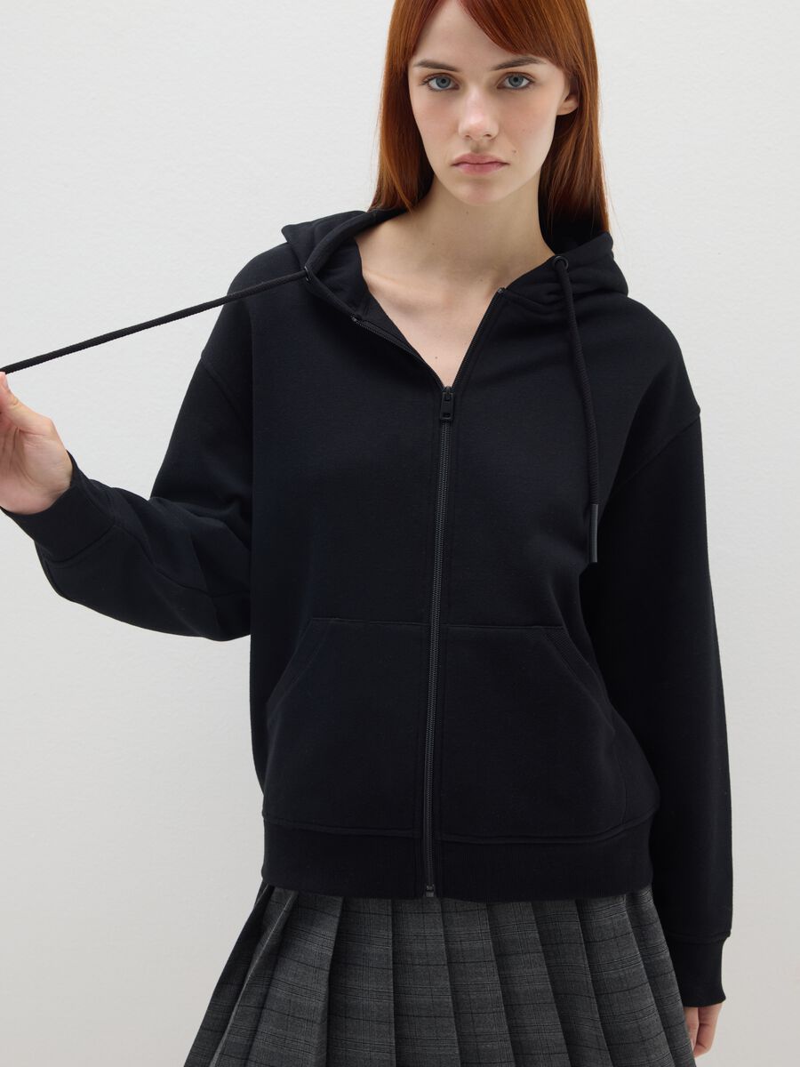 Oversized Black Cotton Blend Sweatshirt_0