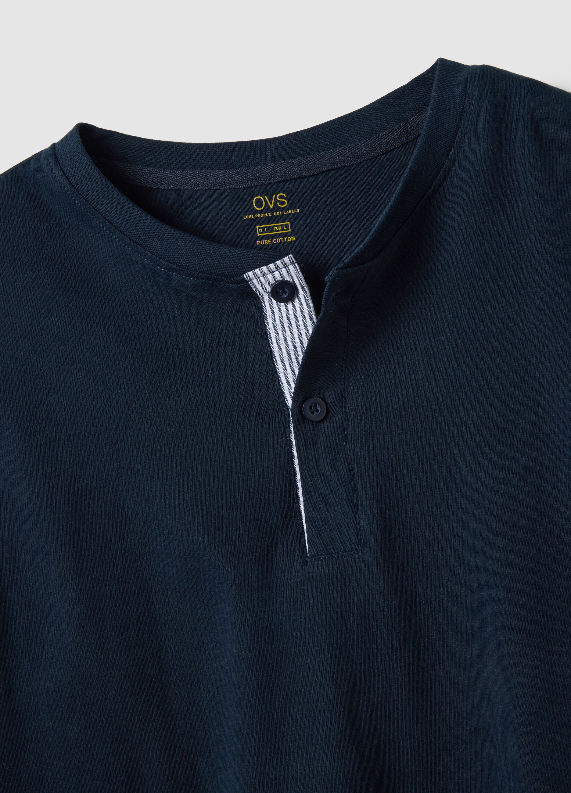 Regular fit blue and grey pure cotton pyjamas