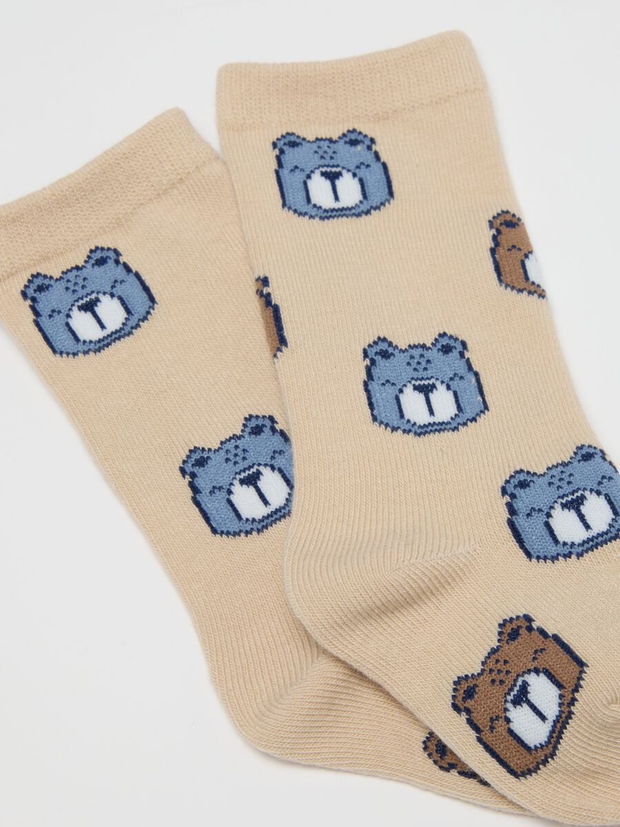 Multicolour infant long cotton blend socks triple pack_2