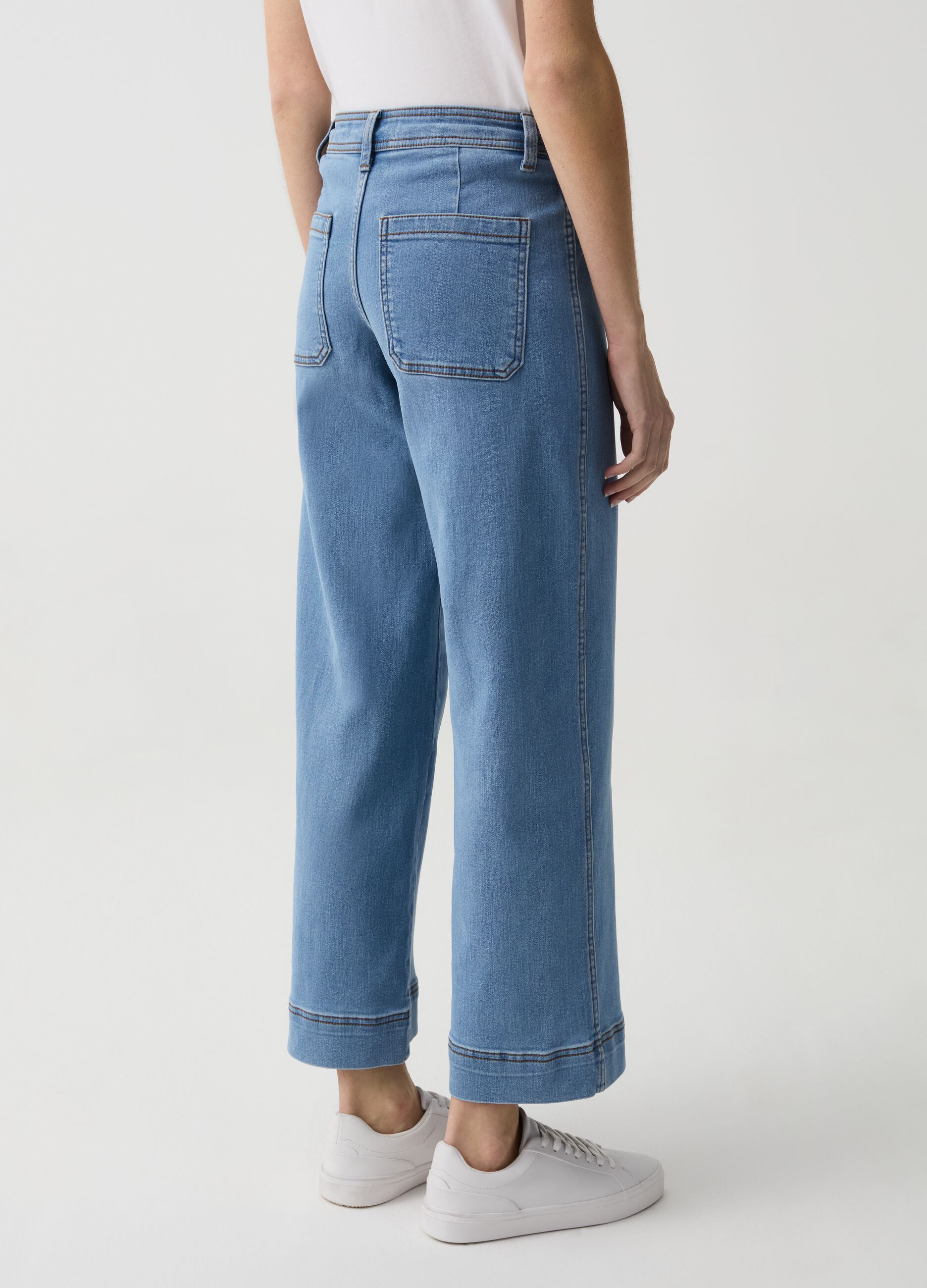 Jeans culotte wide leg cropped