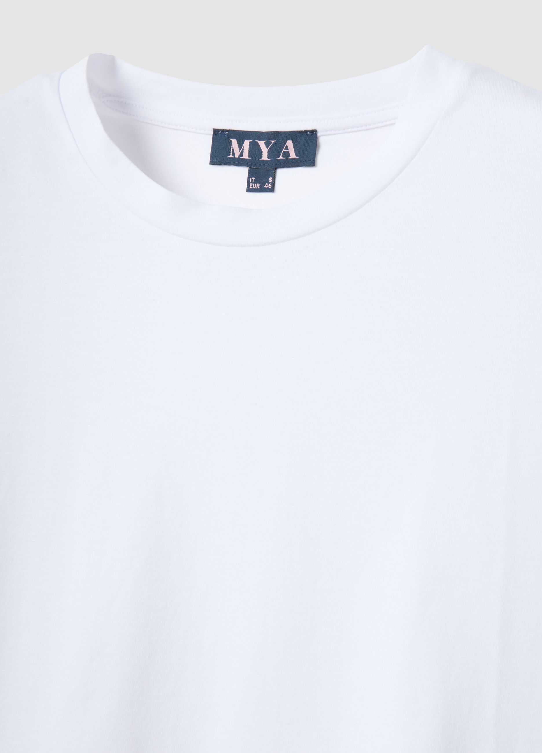 White cotton and stretch modal regular-fit T-shirt