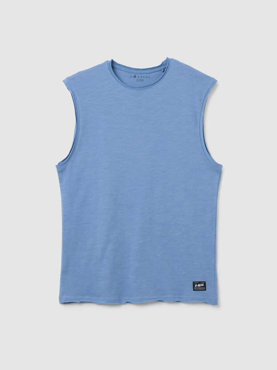 Men’s pure cotton light blue tank top regular fit_0