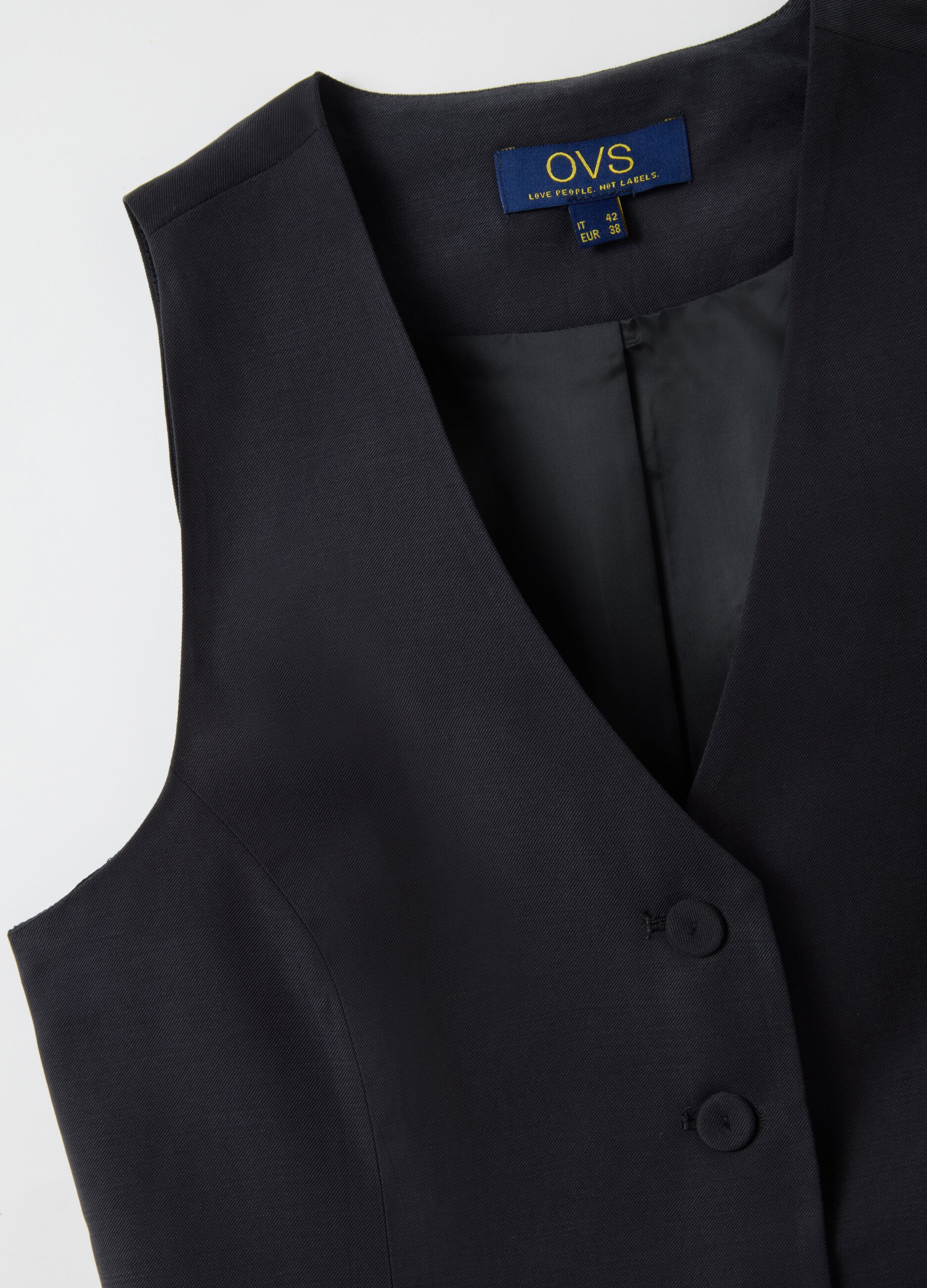 Gilet in misto viscosa nero slim fit