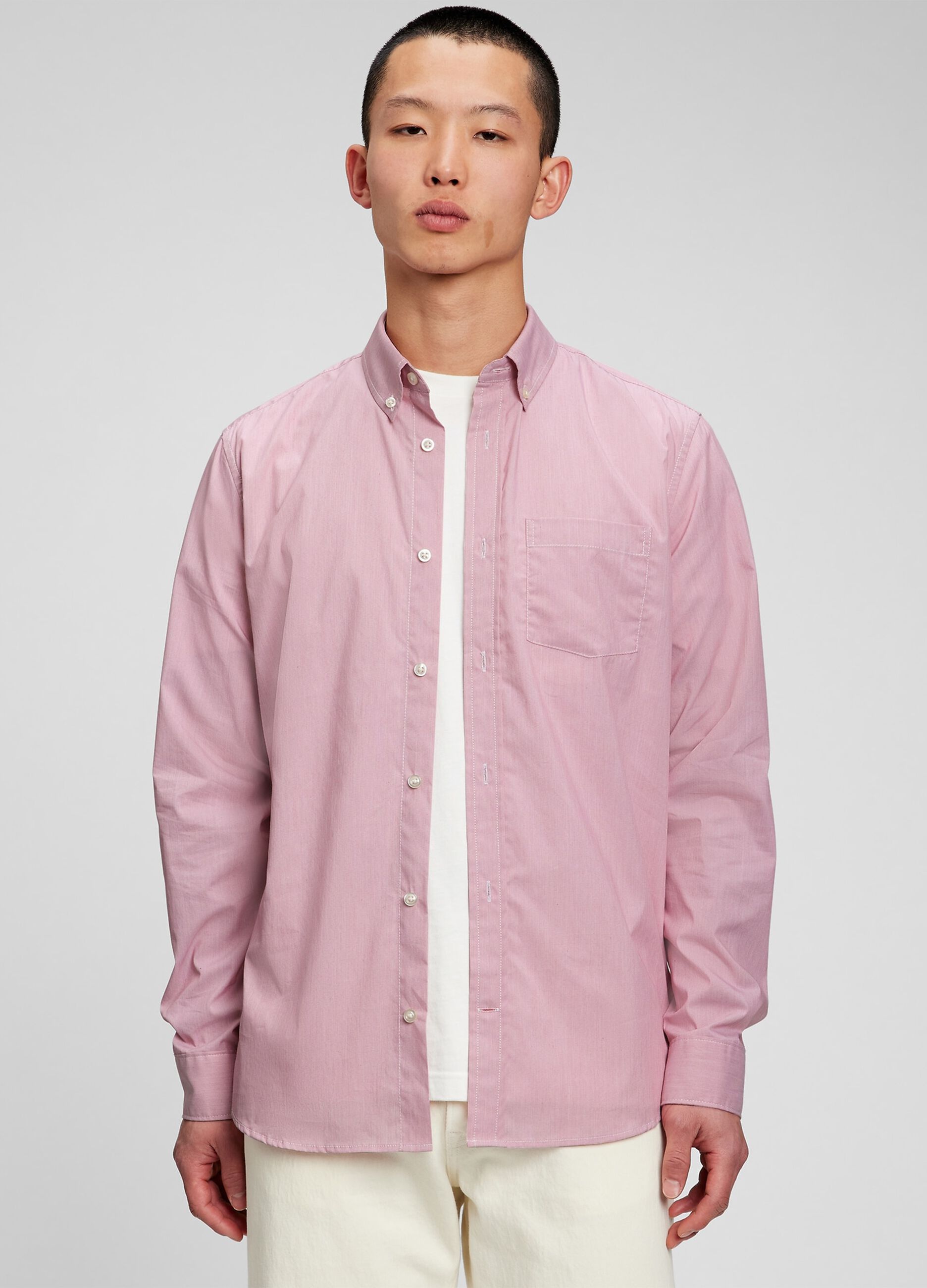 Regular-fit shirt with slub effect