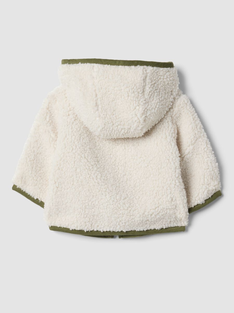 White padded teddy jacket with hood and zip_1