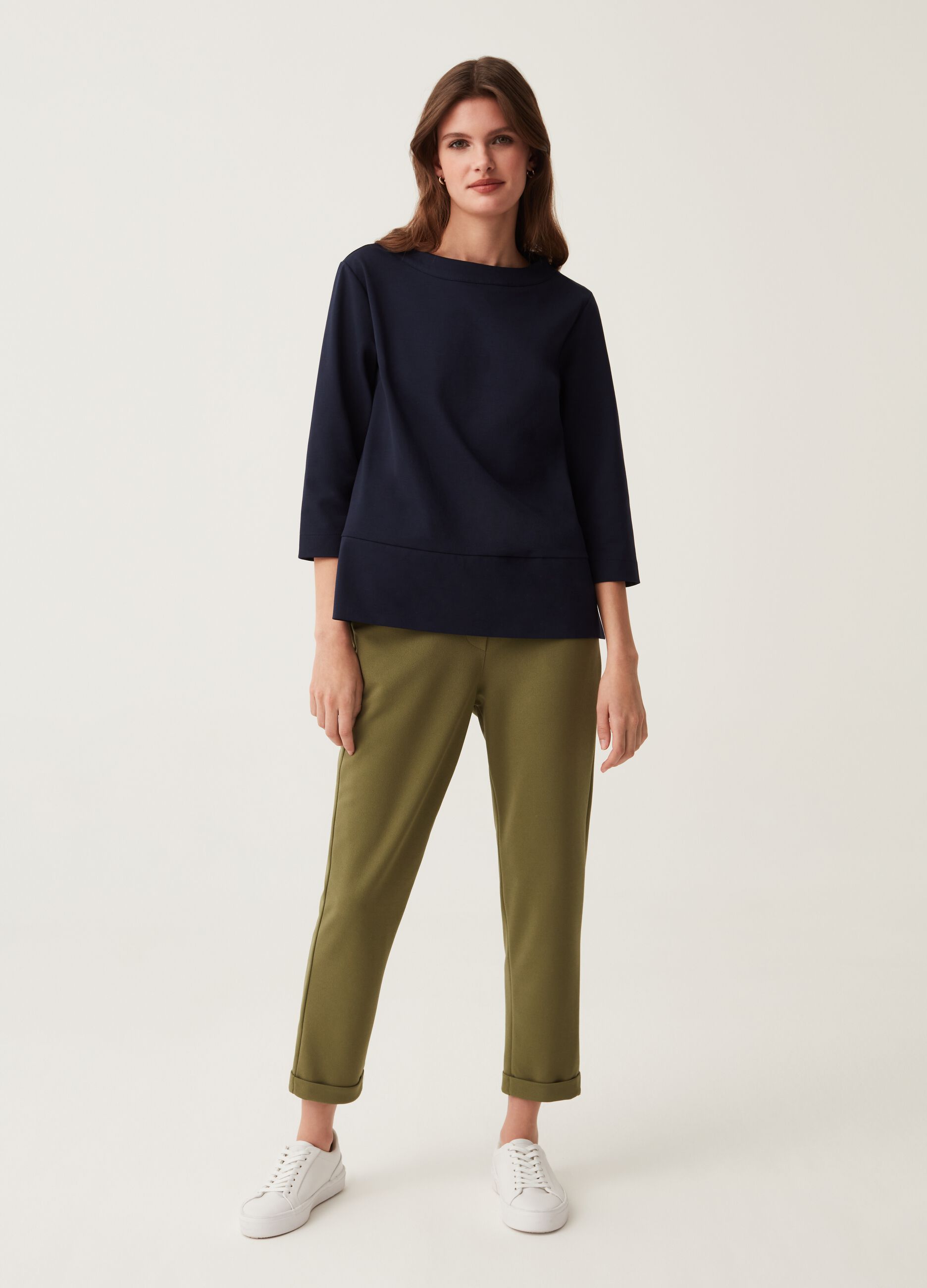 Pantaloni a sigaretta con risvolti Hybrid_0