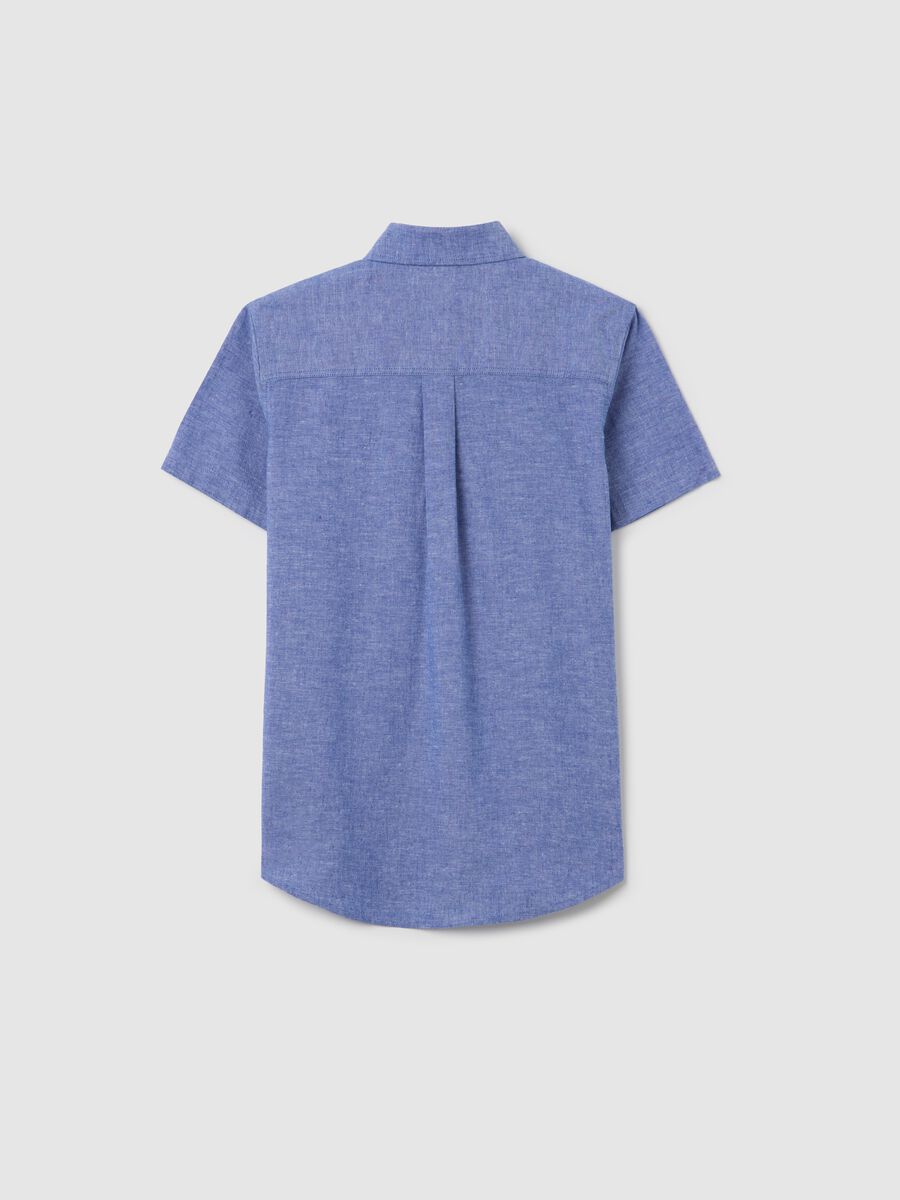Blue shirt in cotton and linen_4