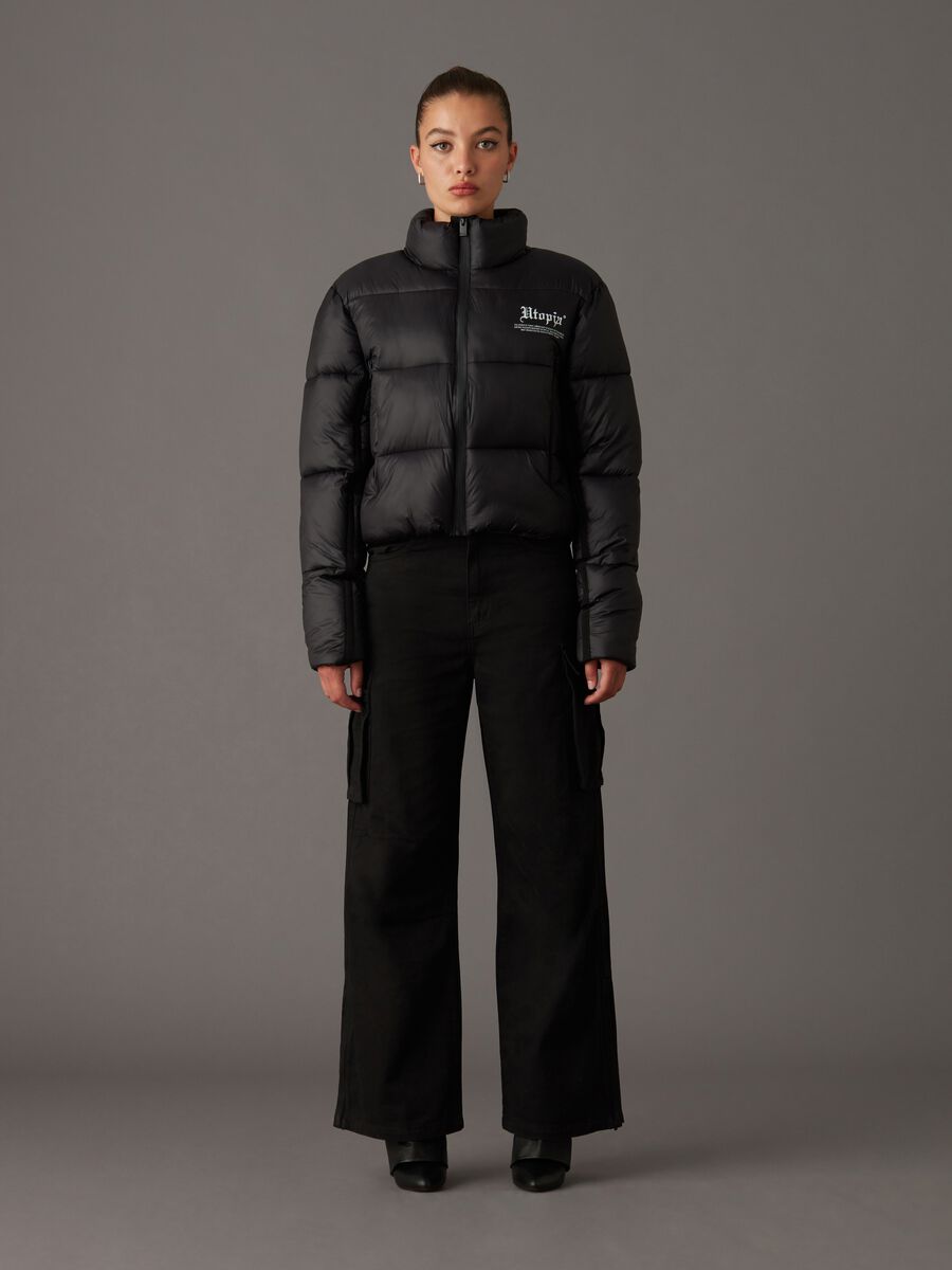 Cropped Technical Puffer Jacket Black_3