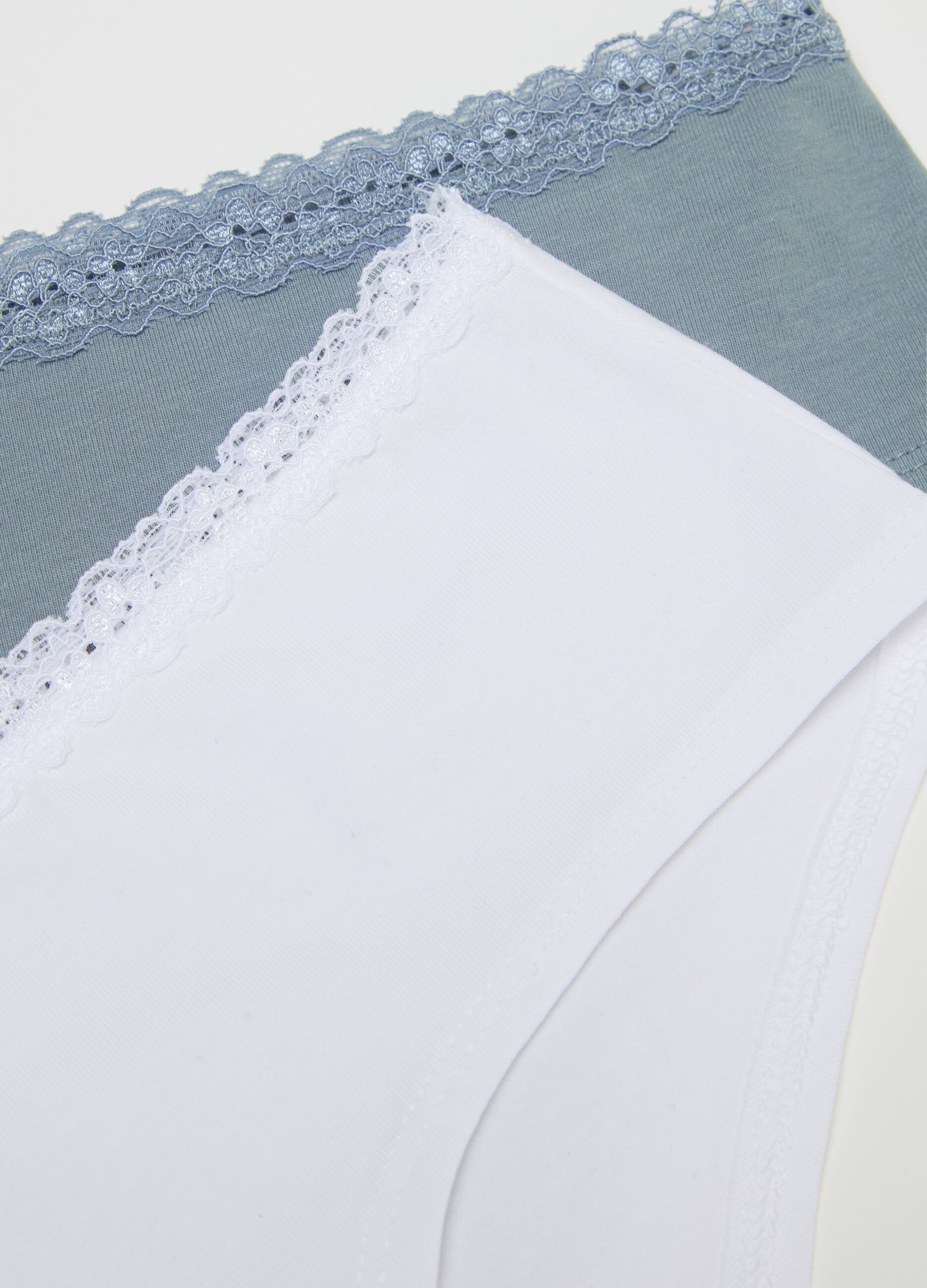 Two-pack French knickers with lace trim