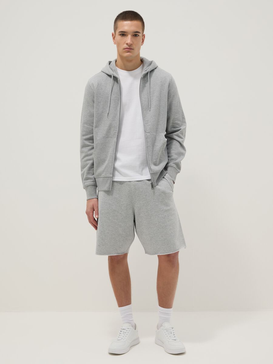 Pantaloni corti grigi in misto cotone relaxed fit_0