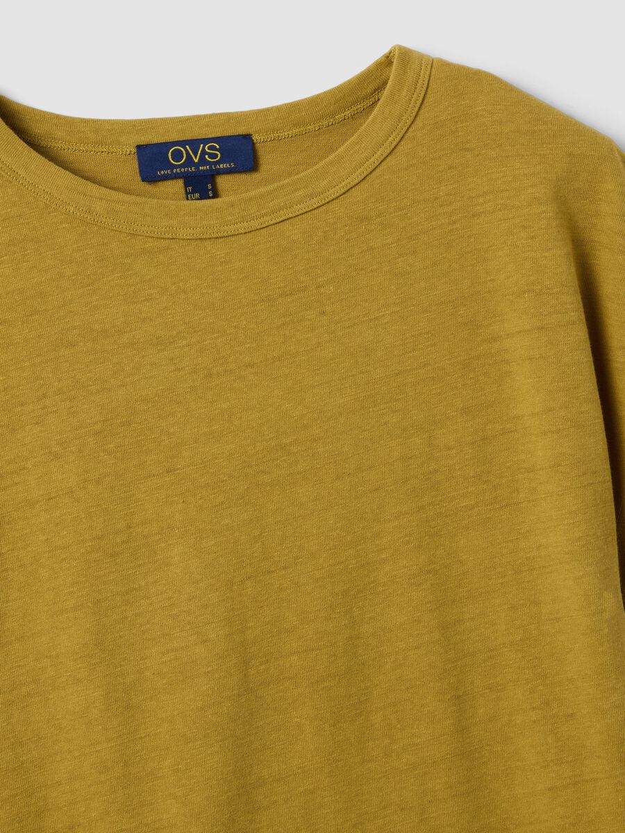 Green regular-fit cotton and linen blend short-sleeve T-shirt_5