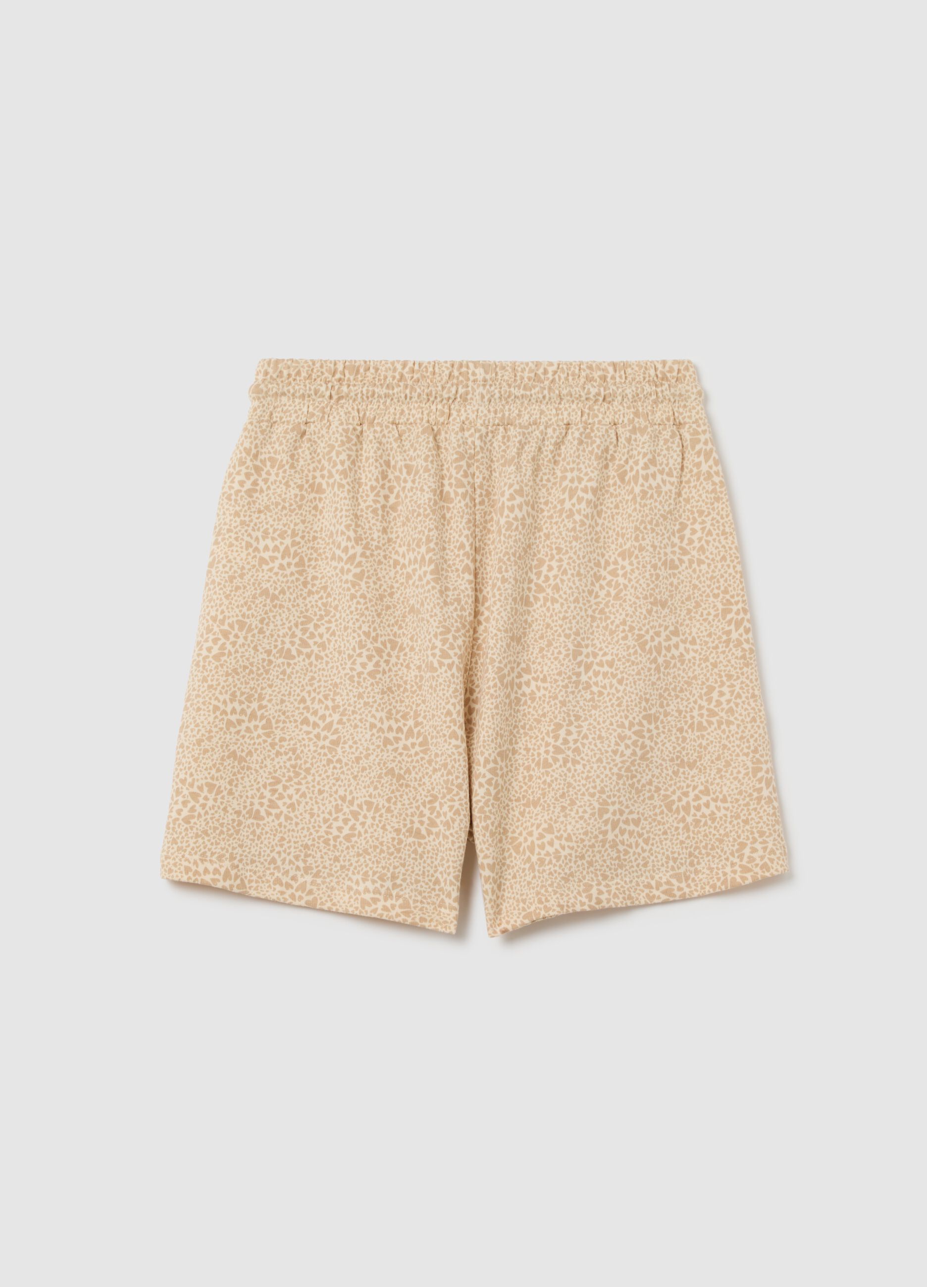 Girls' shorts in pure beige cotton regular fit