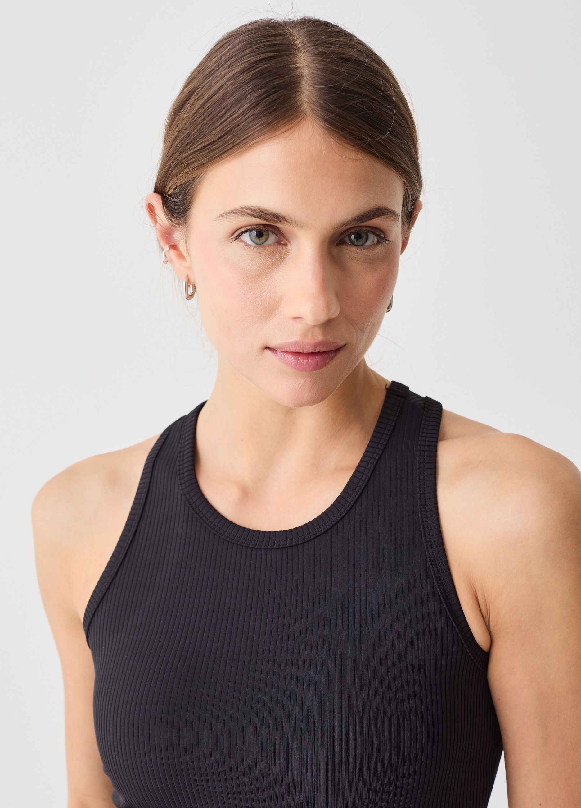 ALTAVIA STUDIO crop tank top in ribbed technical fabric