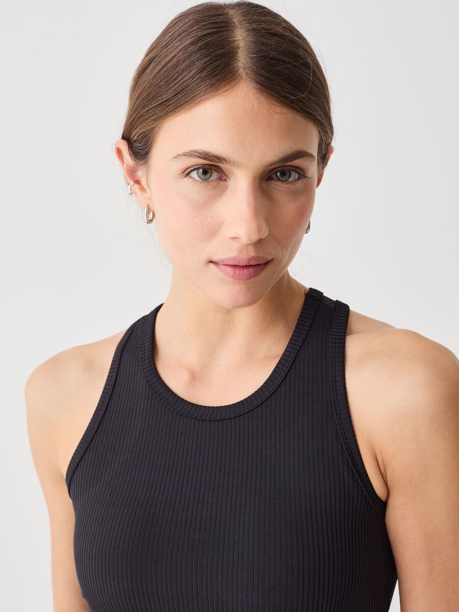 ALTAVIA STUDIO crop tank top in ribbed technical fabric_2