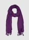 Purple viscose and linen blend scarf with fringes_0