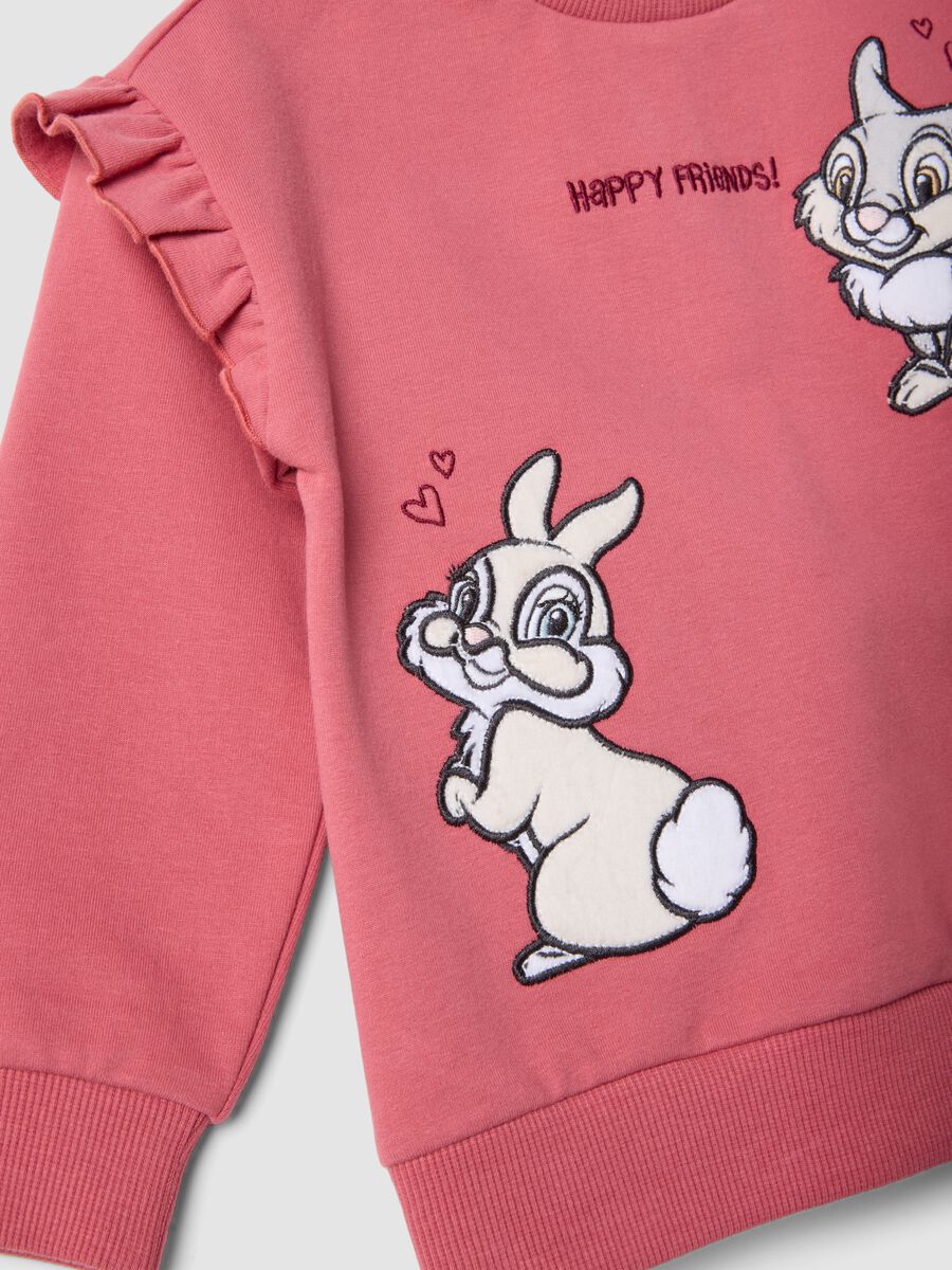 Completo rosa in cotone organico elasticizzato con stampa Bambi_2