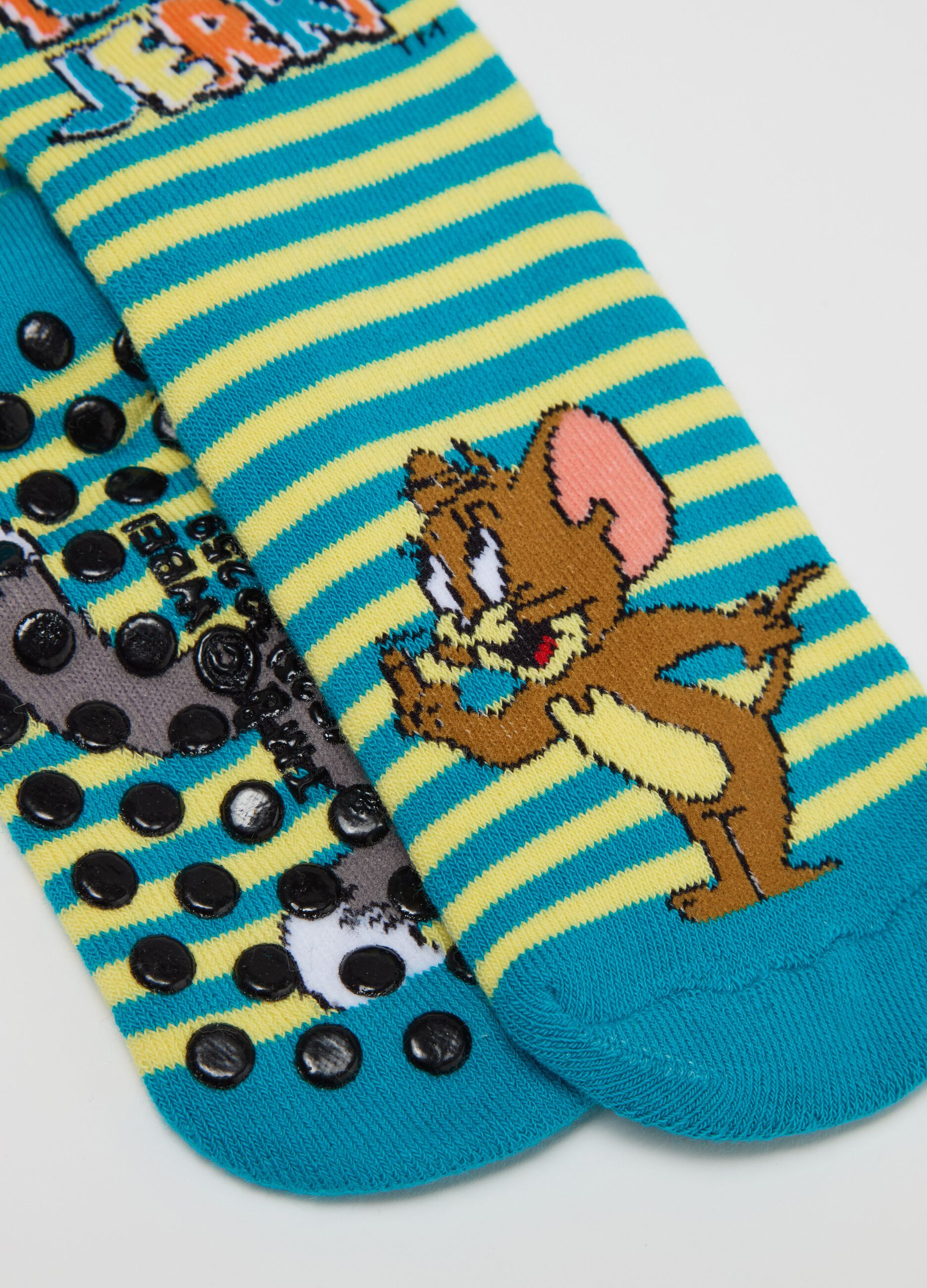 Tom & Jerry striped slipper socks