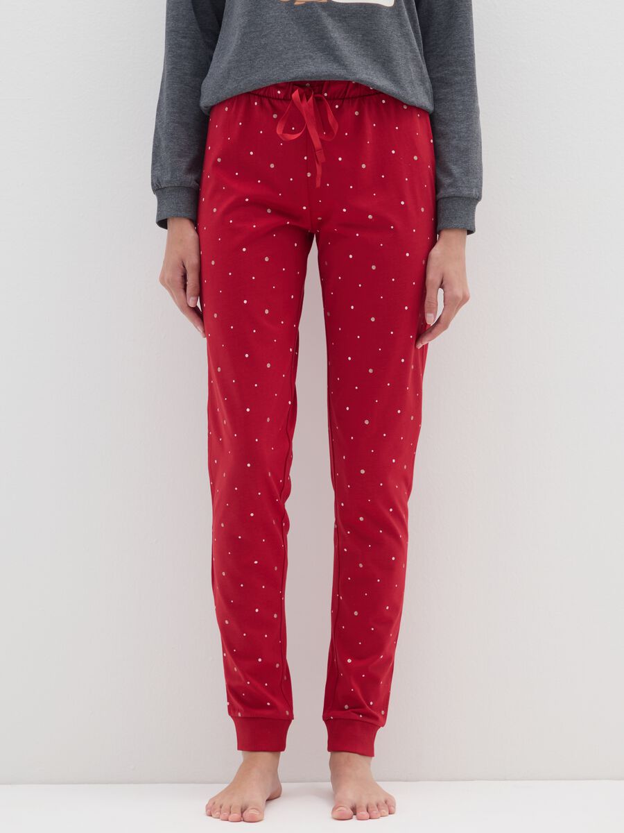 Multicolour pyjamas in pure cotton regular fit with polka dots_3