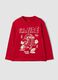 Red oversized pure organic cotton T-shirt with racing print for boys_0