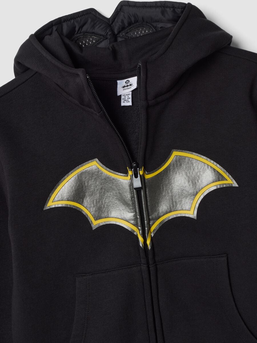 Felpa nera in misto cotone con stampa Batman regular fit_3