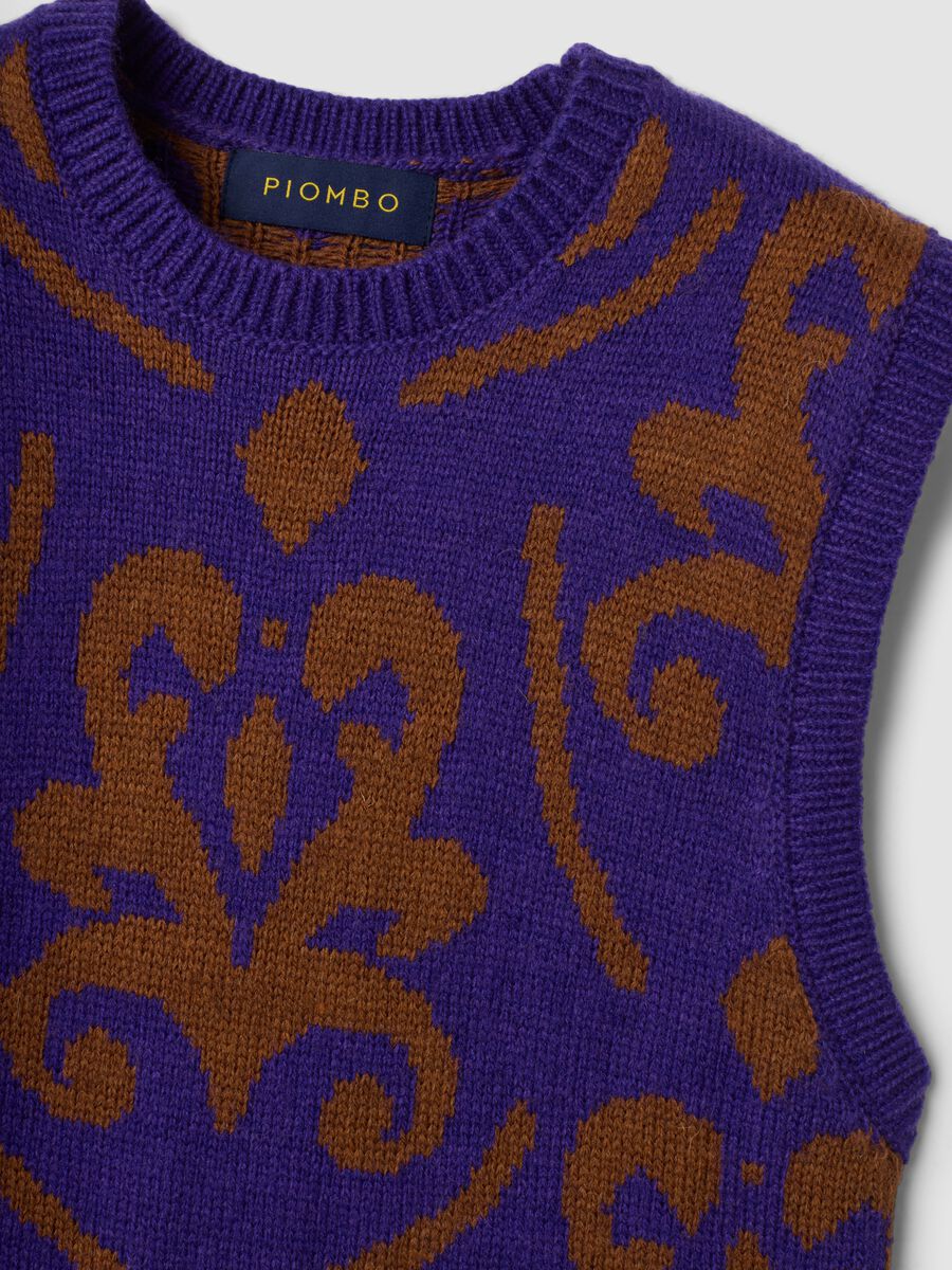 Purple and brown crew-neck wool-blend gilet_1