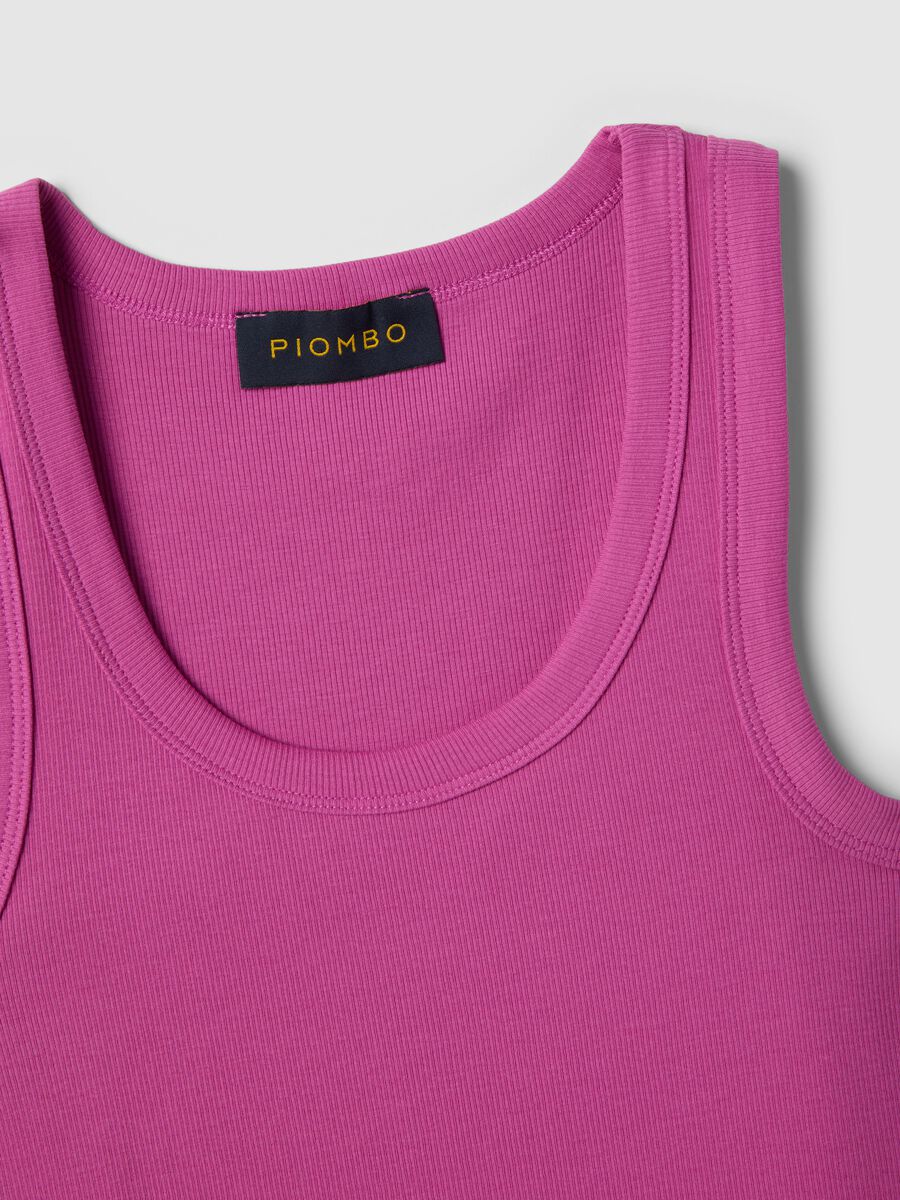 Tank top in cotone elasticizzato rosa regular fit_5