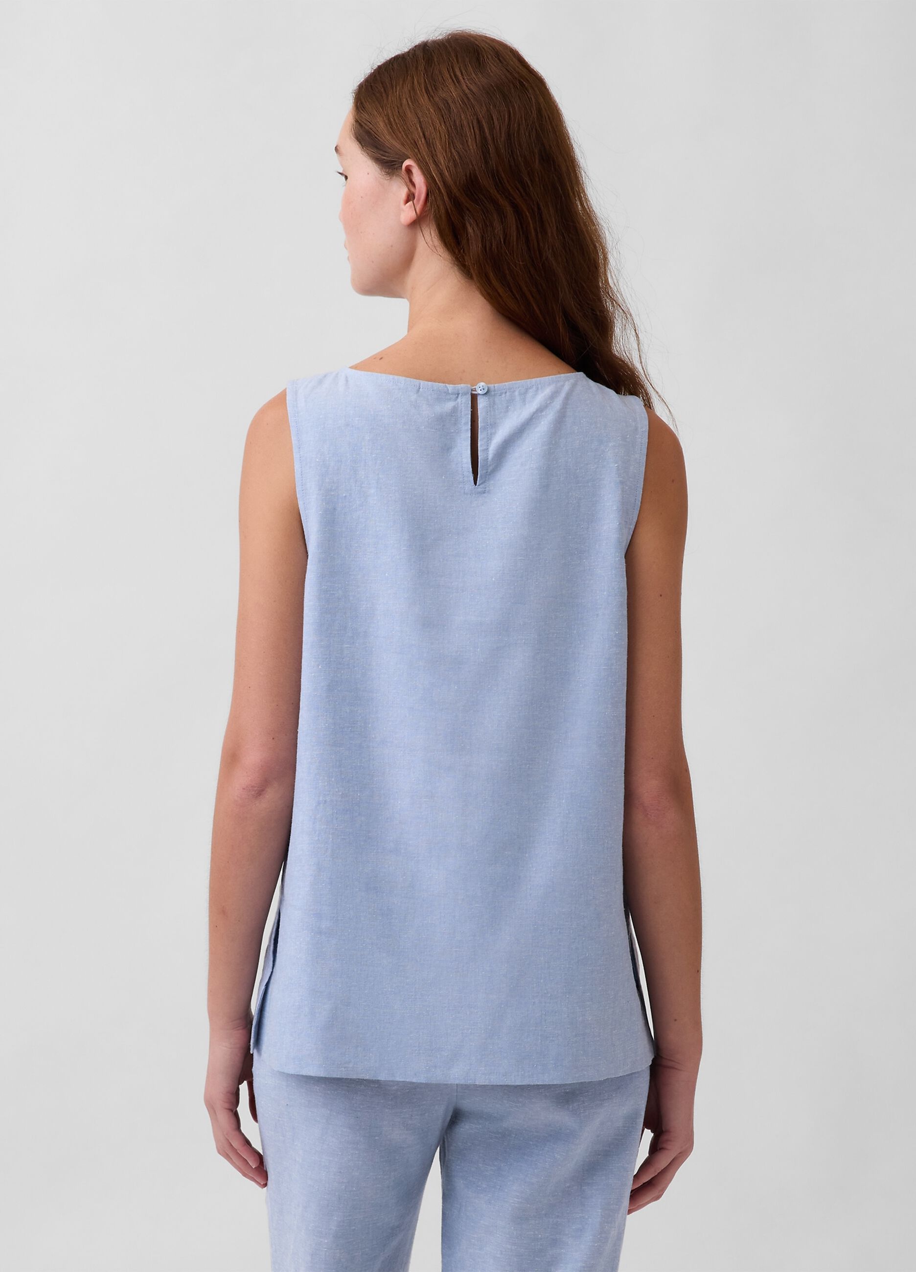 Sleeveless linen-blend top