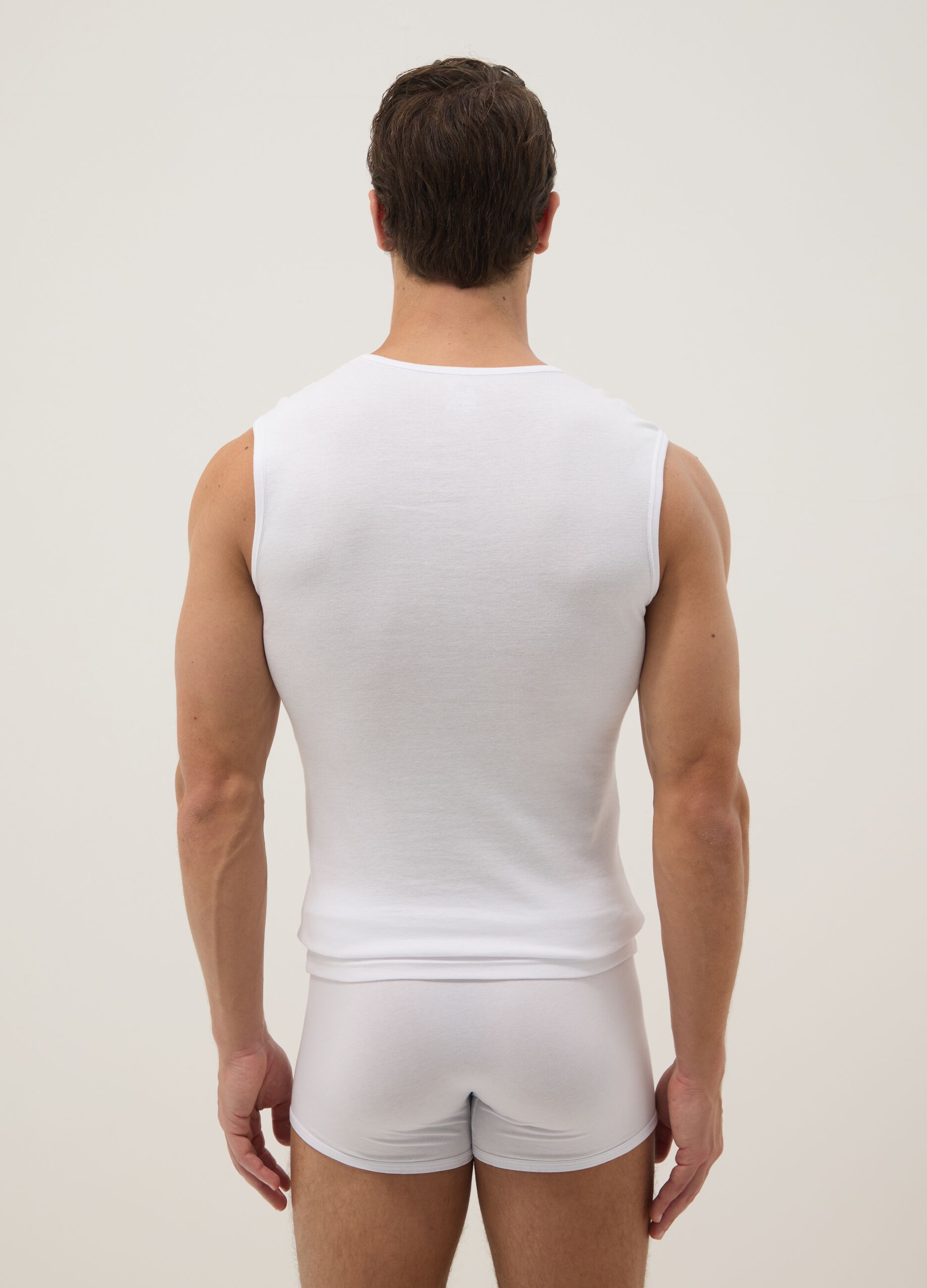White pure cotton regular fit vest with wide straps