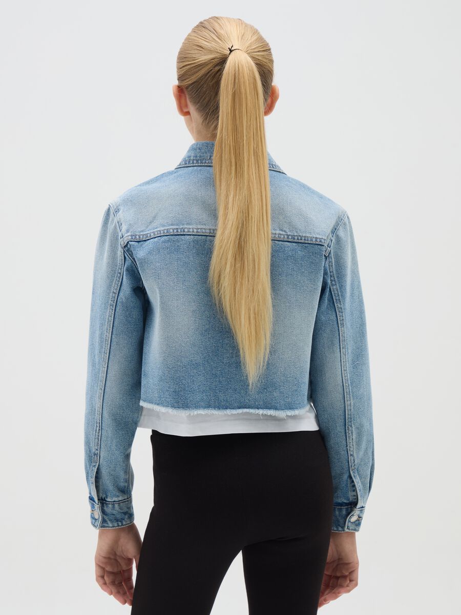 Girls' Regular Fit Denim Cropped Jacket_1