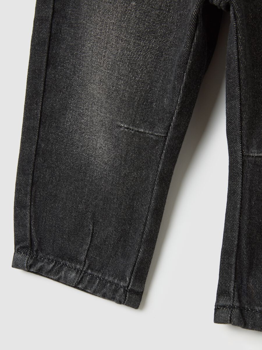 Pantaloni da bambino in puro cotone nero regular fit_2