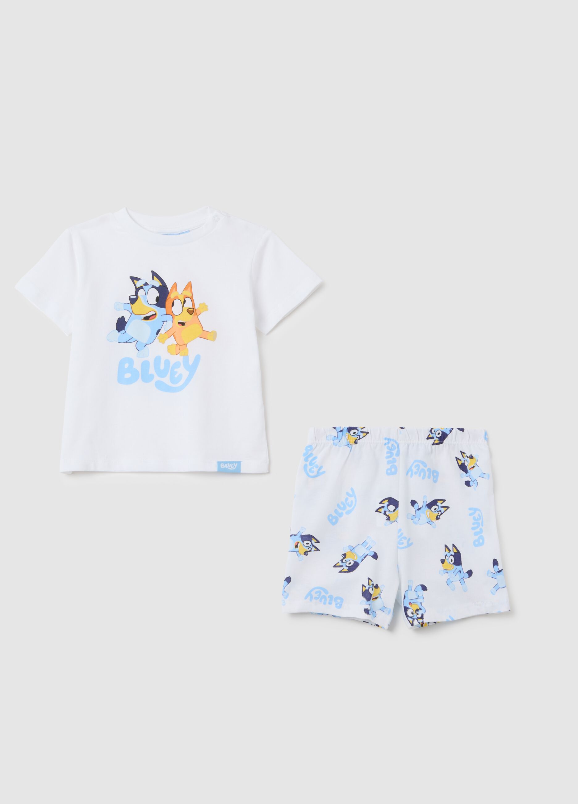 Children's summer pyjamas in pure white cotton regular fit