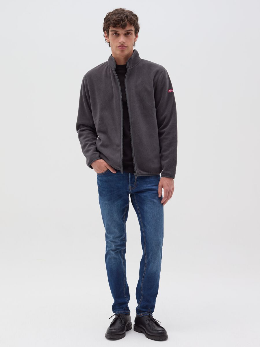 Full-zip sweatshirt in fleece with patch_1