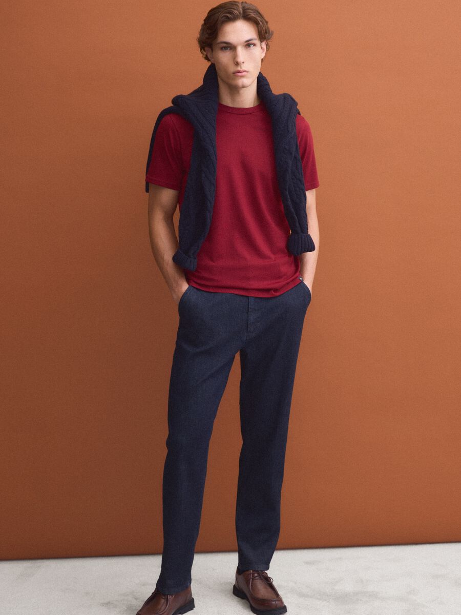 T-shirt girocollo rossa in puro cotone Supima regular fit_1