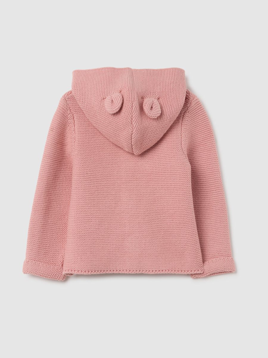 Cardigan da neonato in puro cotone rosa regular fit_1