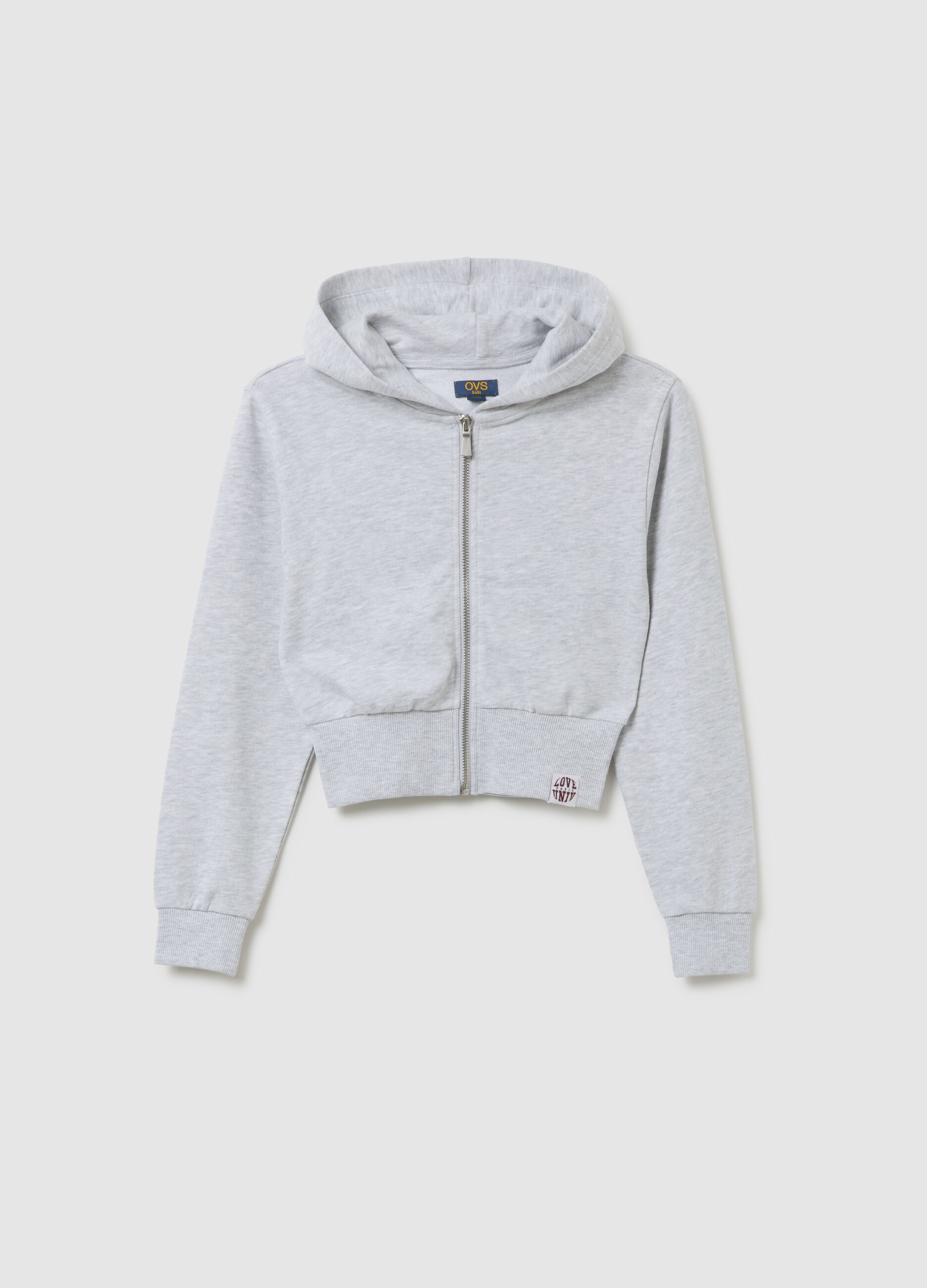 Grey Cotton Girls' Hooded Fitted Sweatshirt