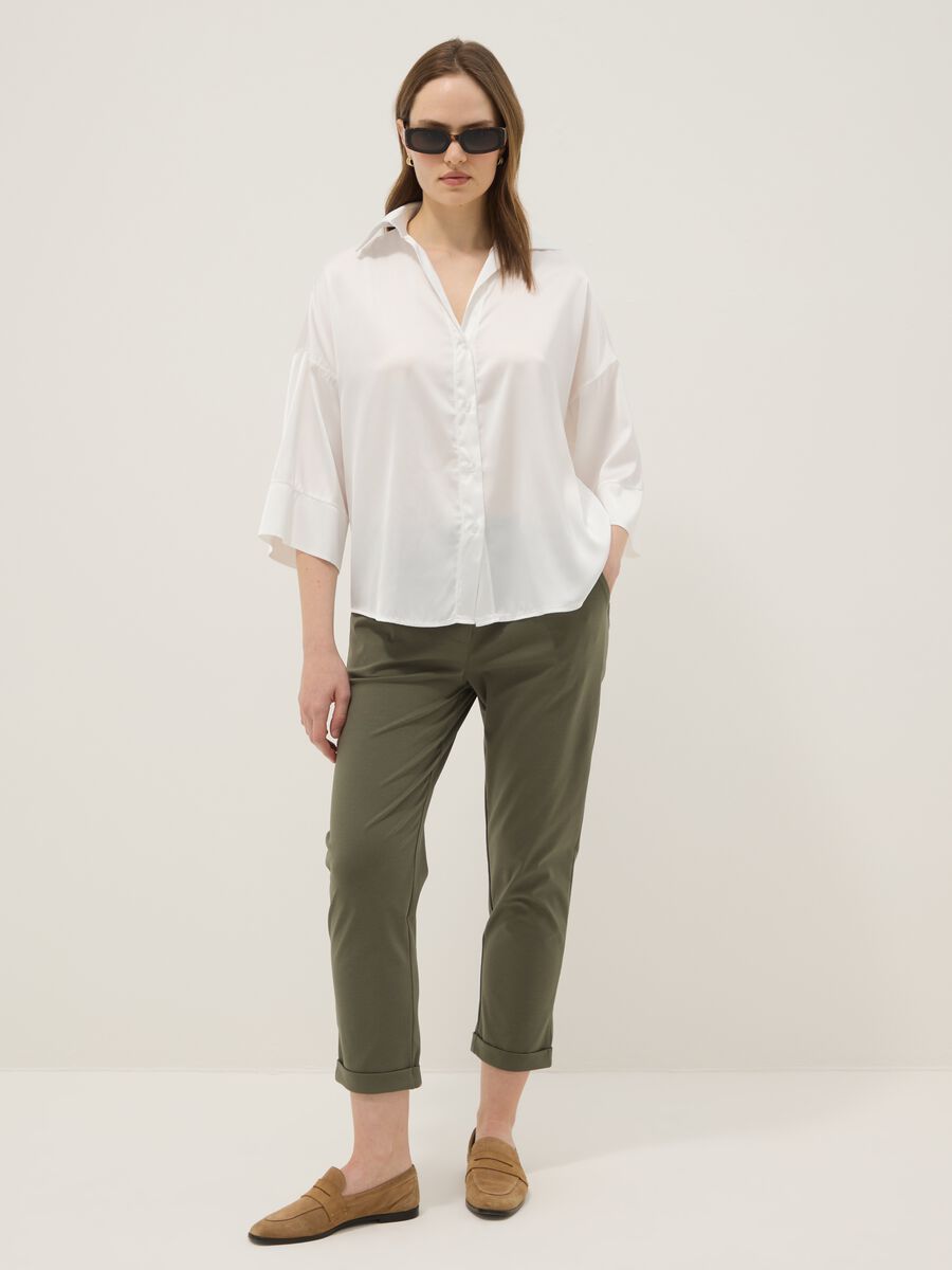 Pantaloni in misto cotone elasticizzato verdi regular fit_0