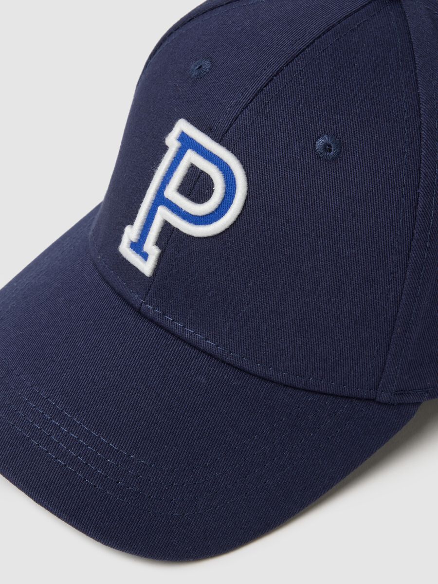 Blue Pure Cotton Cap with Adjustable Visor and Embroidered P_2