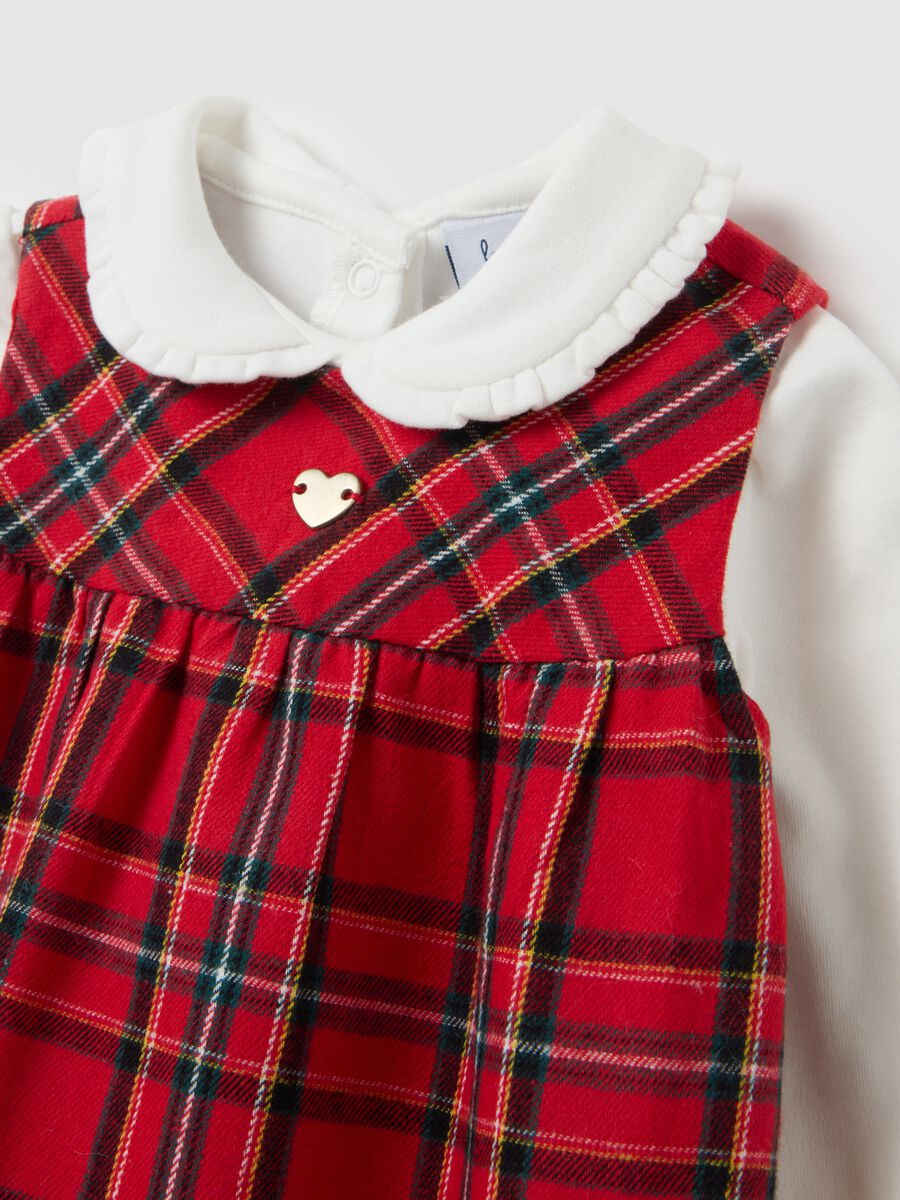 Multicoloured checked baby girl's cotton outfit, regular fit_2