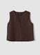Top marrone in misto lino e viscosa oversize fit_4