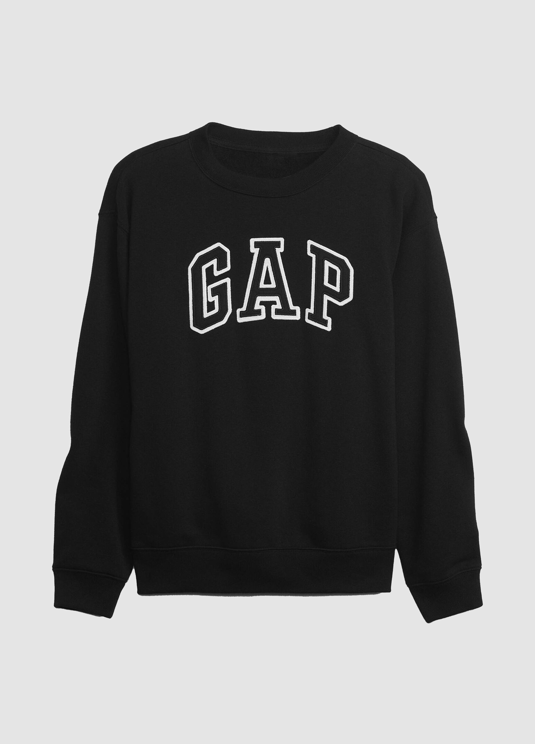 Sweatshirt with round neck and logo embroidery