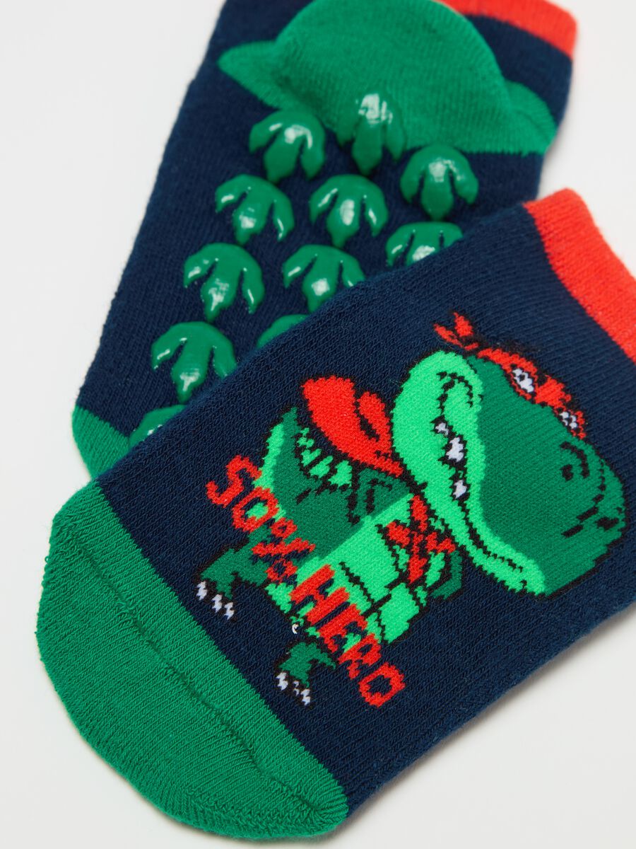 Slipper socks with dinosaur design_2