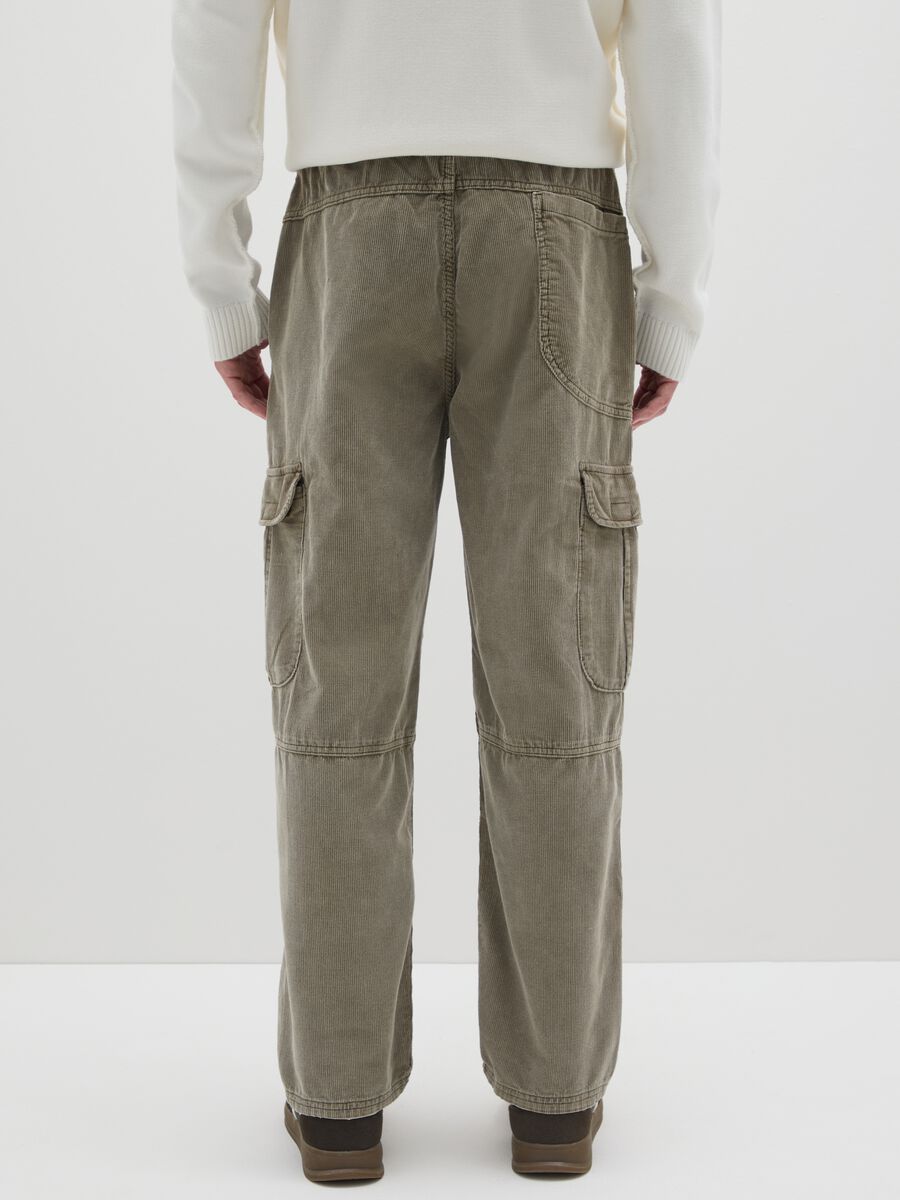 Pantaloni cargo in puro cotone beige regular fit_2