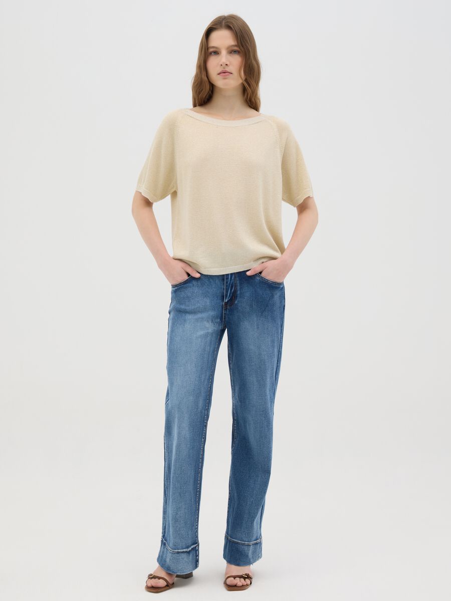 Women's multicolour regular fit top with boat neckline_3
