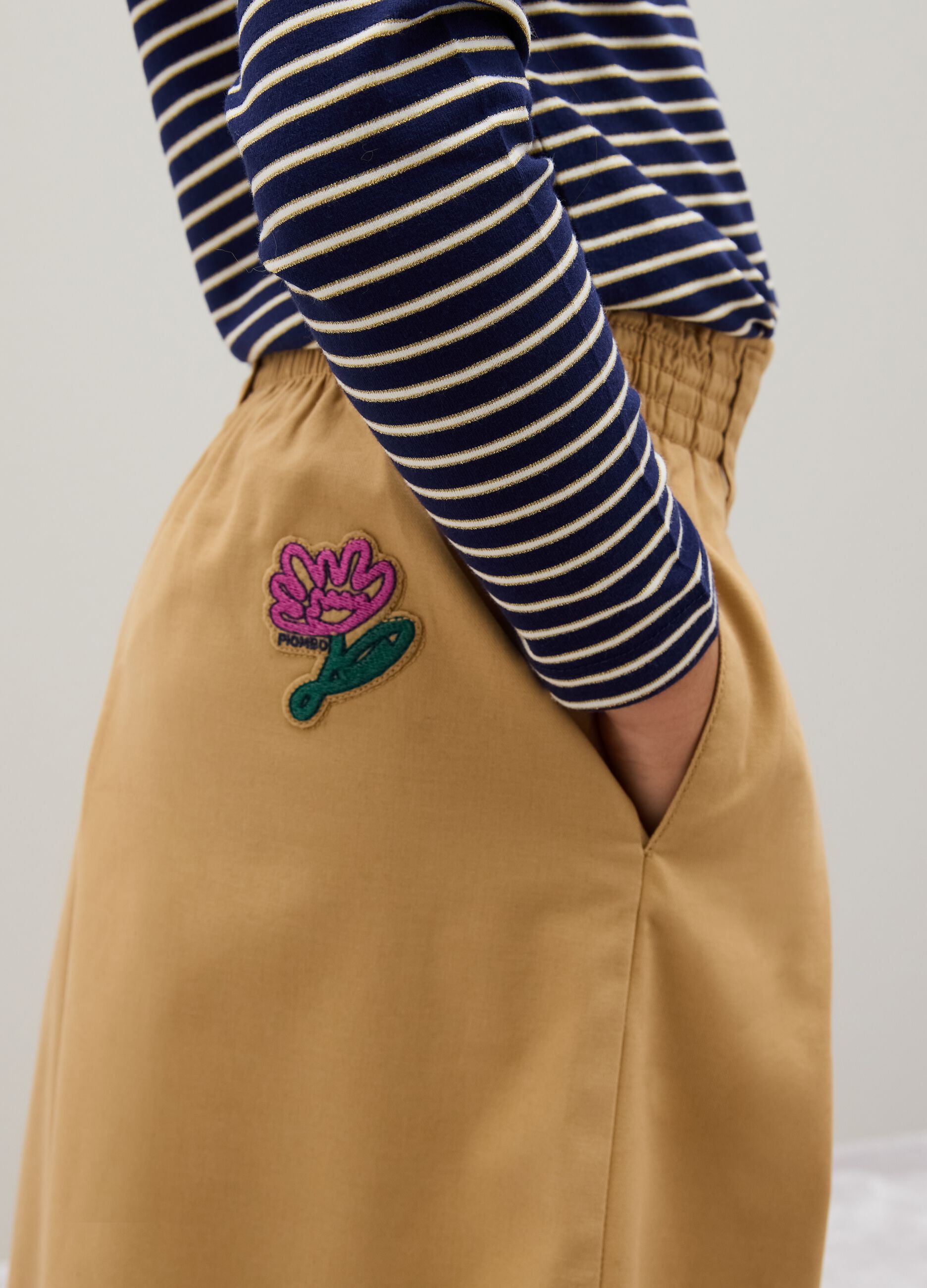 Girls' Beige Blend Wide-Leg Trousers