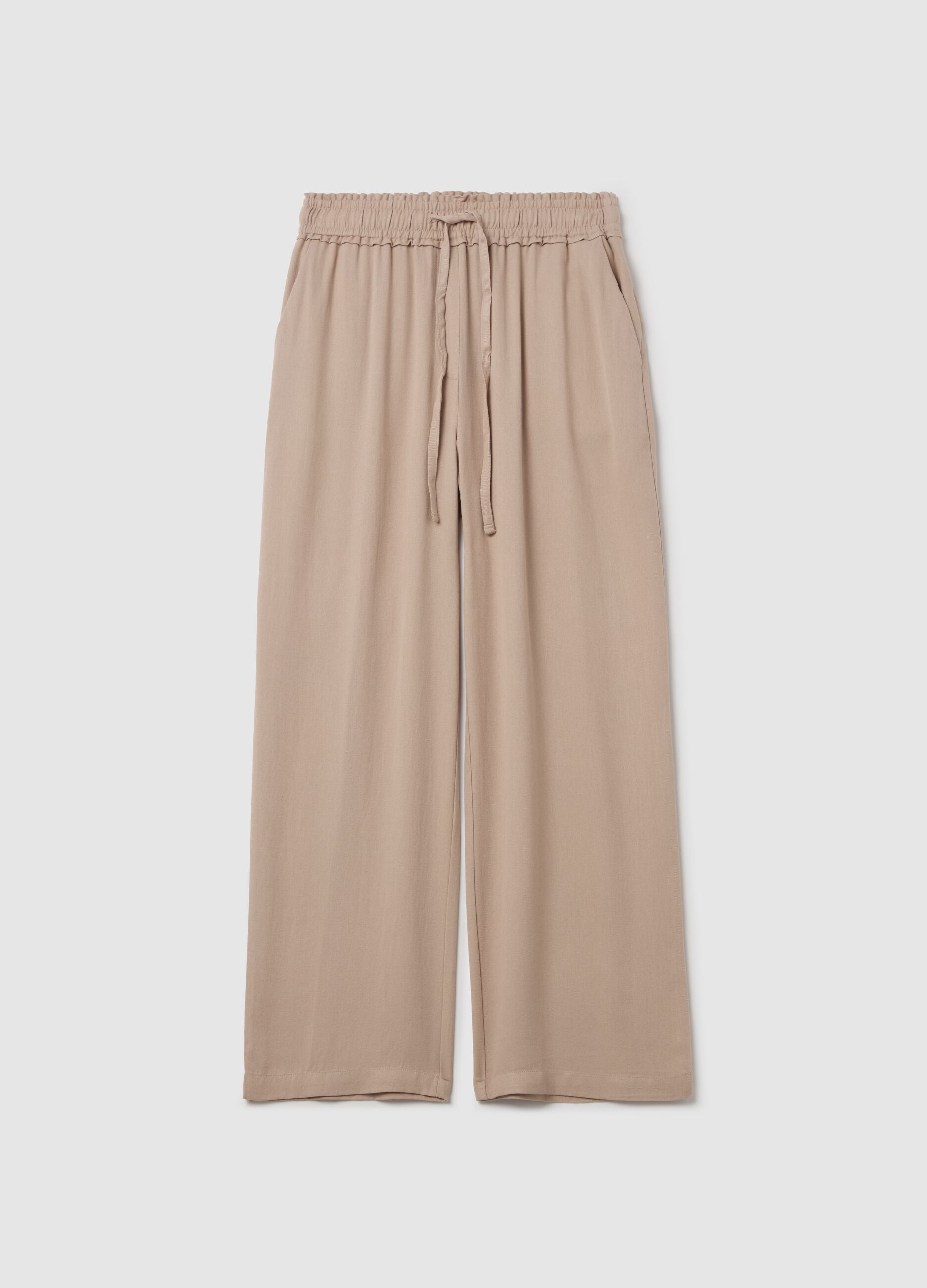 Jogger trousers in viscose with drawstring