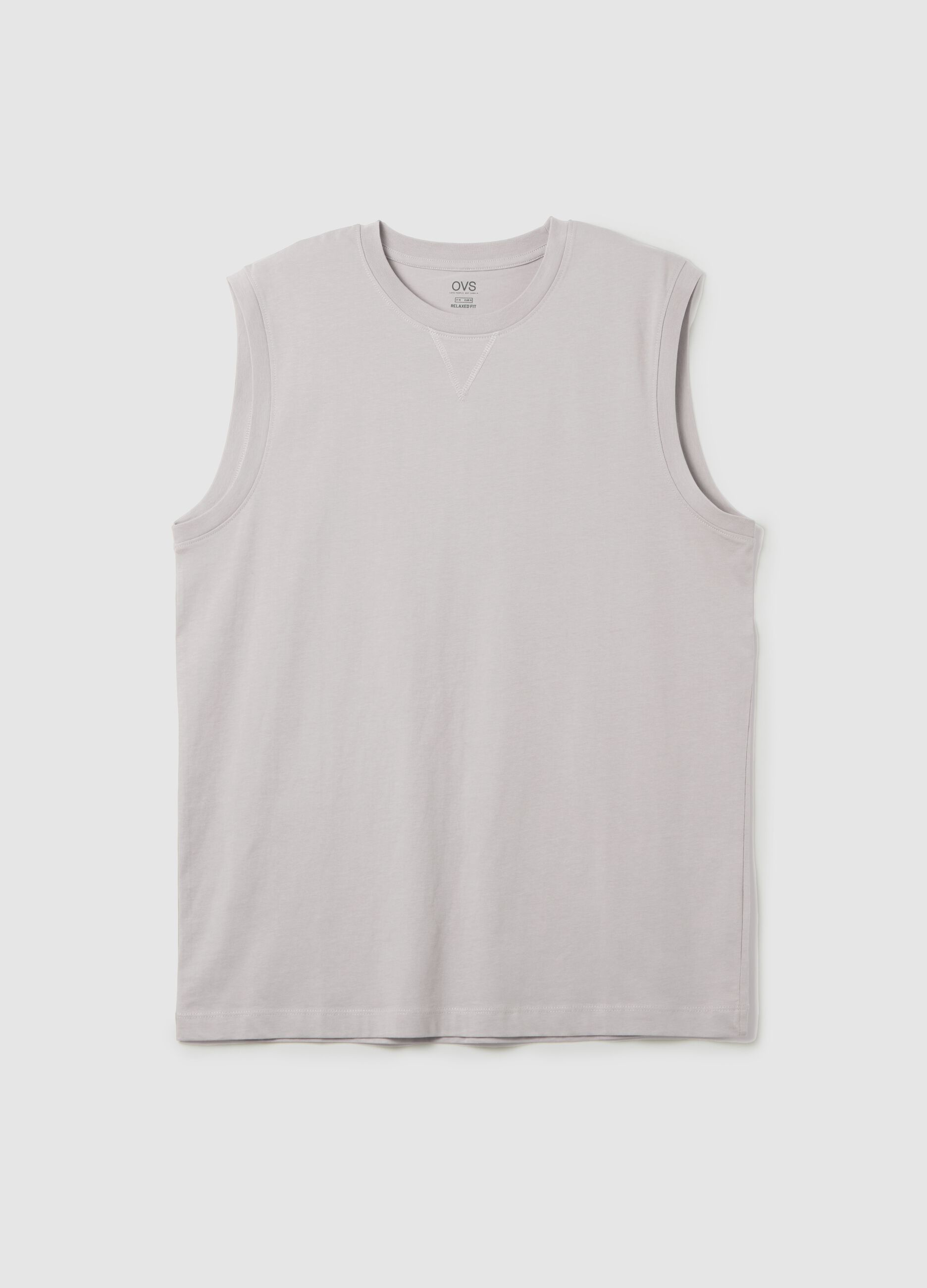Men's Beige Oversized Pure Cotton Vest - Regular Fit