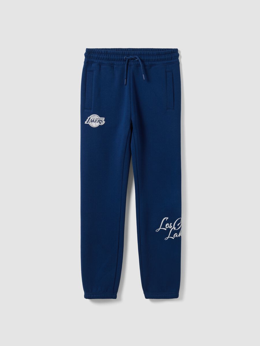 Blue regular-fit cotton-blend joggers_3