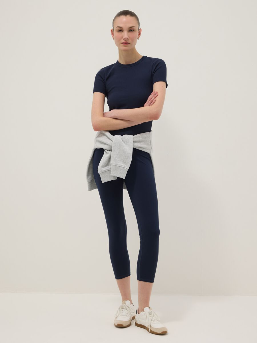 Blue stretch cotton skinny-fit leggings_1